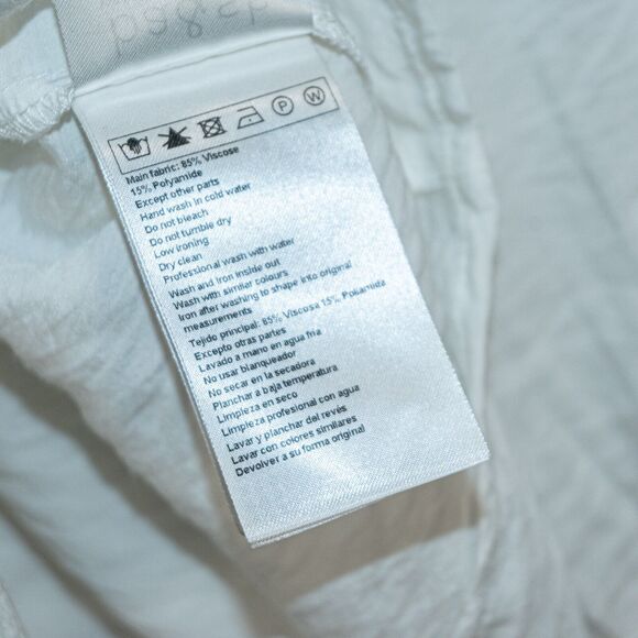 Ba&sh BASH Women's Laura Pleated Blouse ivory white Pleat n open ladder trim M - Picture 6 of 11